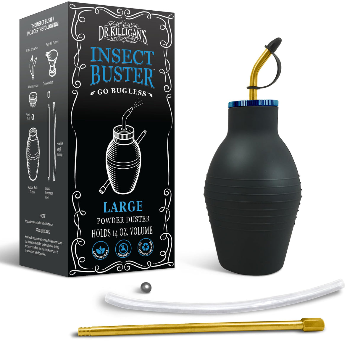 Dr. Killigan's Insect Buster bulb duster for precise dusting with metal build