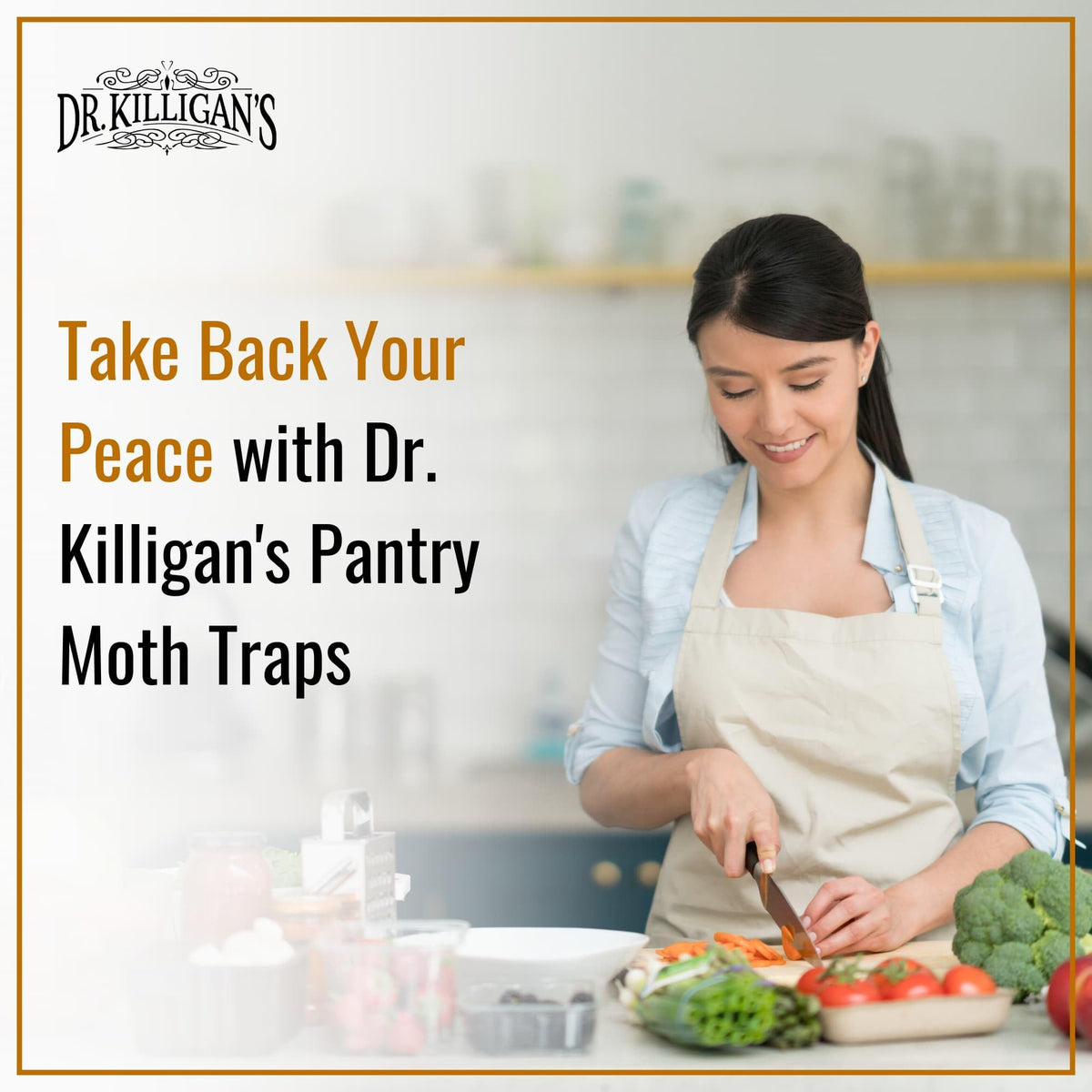 Dr. Killigan's pantry traps in kitchen depict discreet, mess-free pest protection