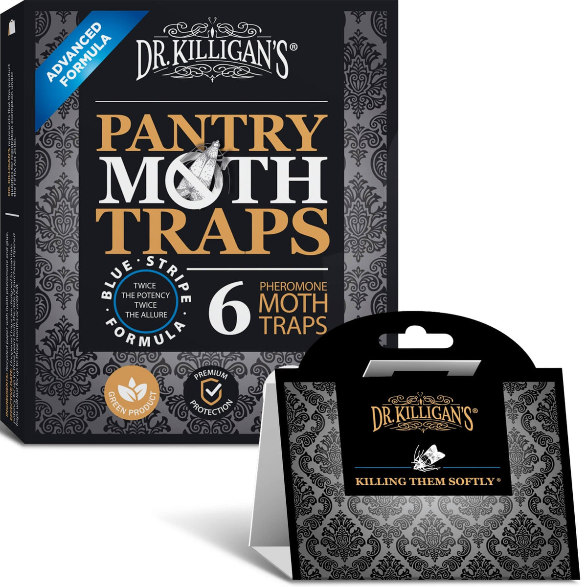 Dr. Killigan's Premium Pantry Moth Traps packaging ready for quick setup in the kitchen