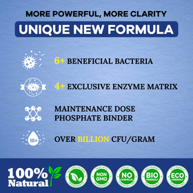 Dr. Raifya's Pond Fresher bacteria-enzyme action supports clearer water.