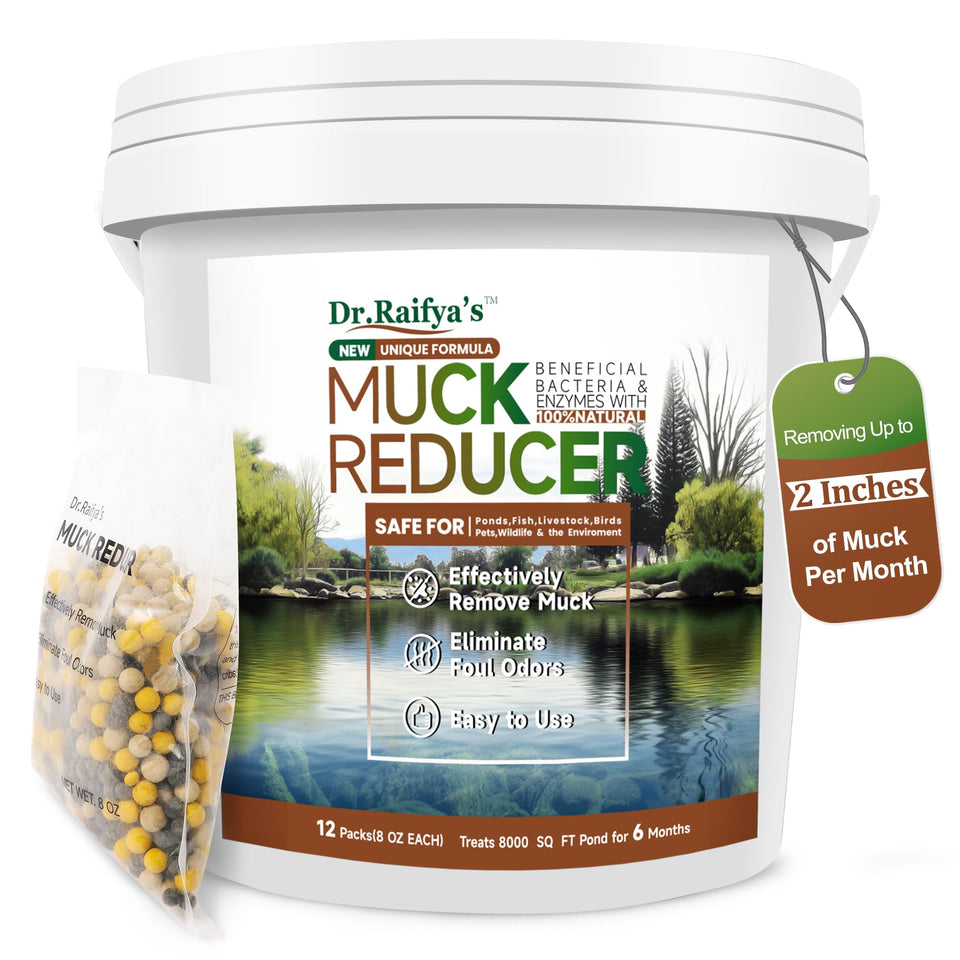 Dr.Raifya's Muck Reducer Pellets sinking to pond bottom for rapid muck reduction