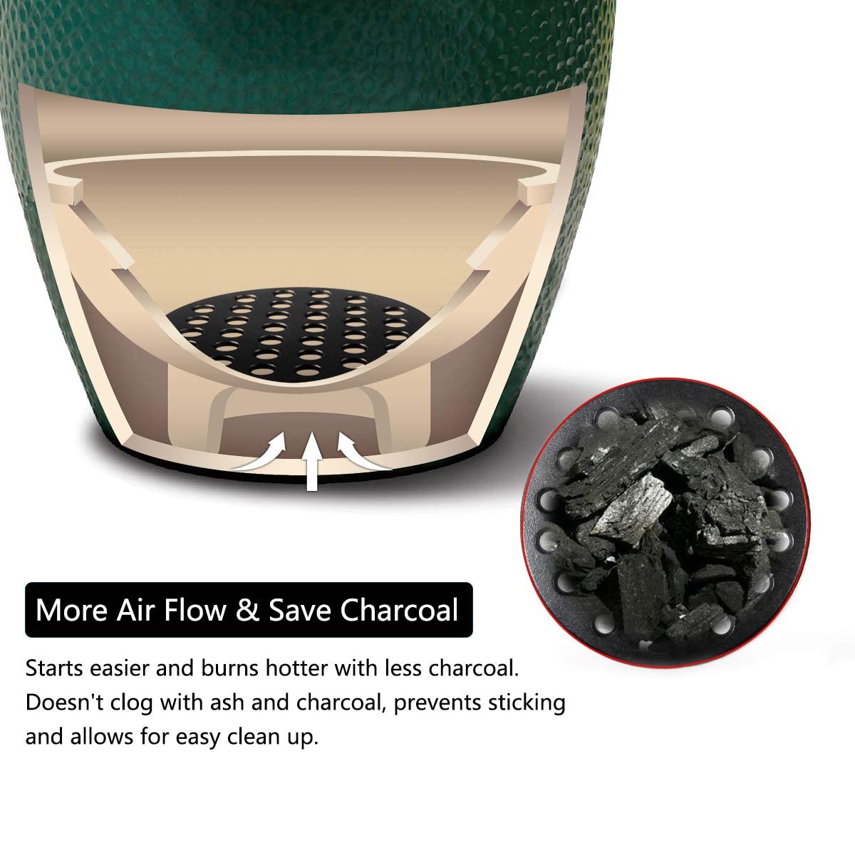 Dracarys 9inch grill grate on a Big Green Egg frame shows heat management