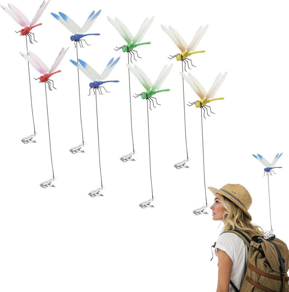 Dragonfly Clip blue wings decorates garden with vibrant color and simple attachment.