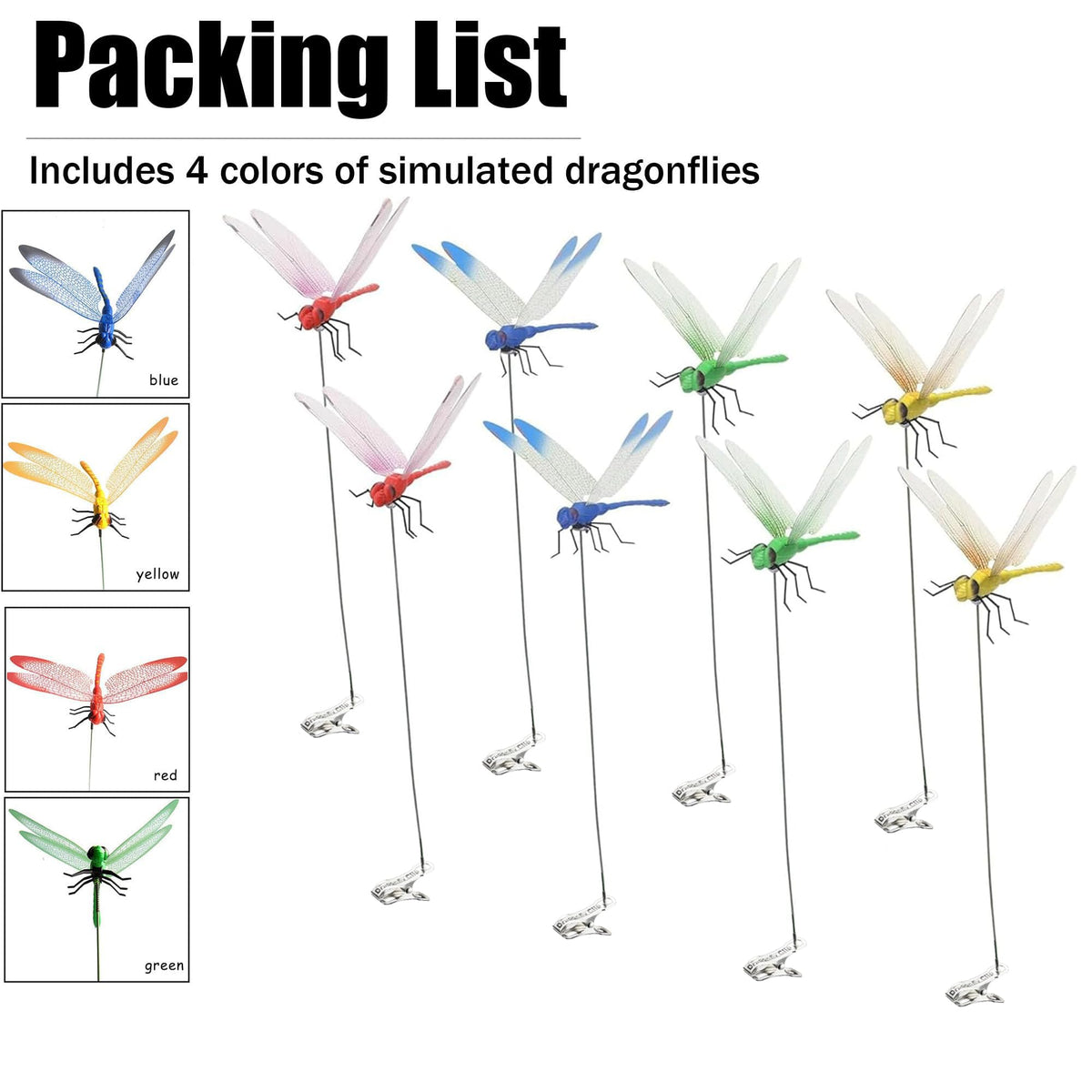 Dragonfly Clip red wings adds bold color to balcony decor and easy placement.