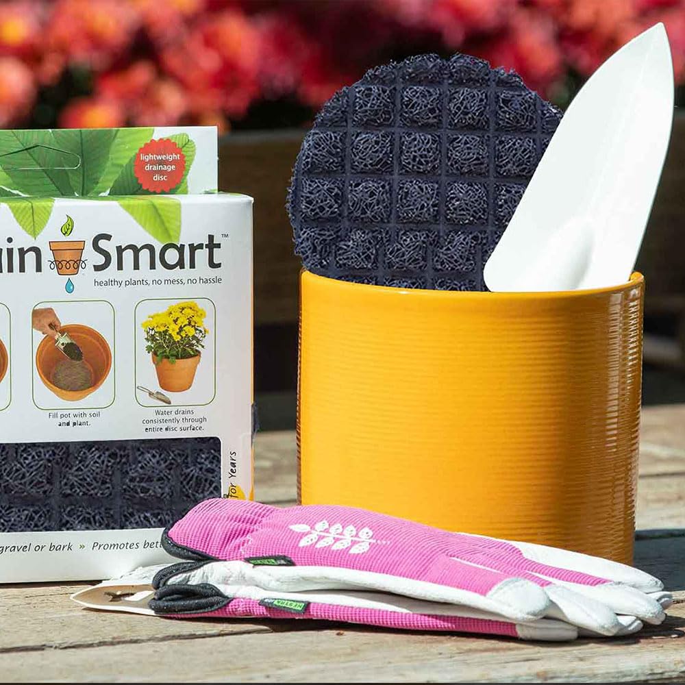 Drain Smart 3D Mesh Disc fits 6-inch pots and can be trimmed.