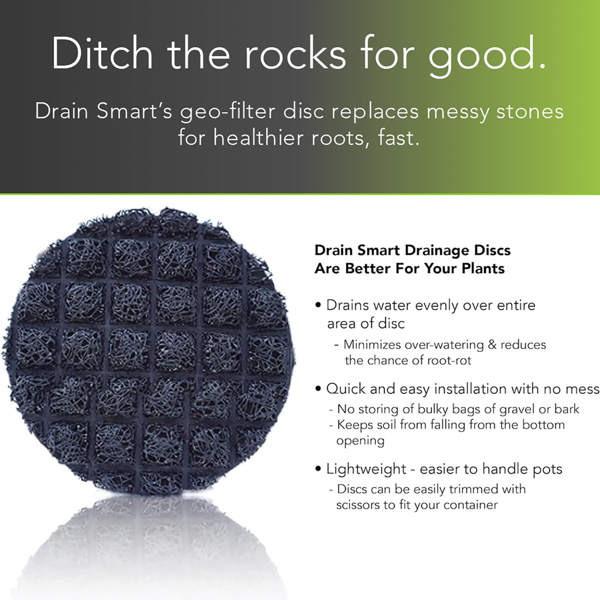 Drain Smart 3D Mesh Disc provides a lightweight alternative to gravel in planters.