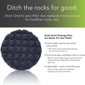 Drain Smart 3D Mesh Disc provides a lightweight alternative to gravel in planters.