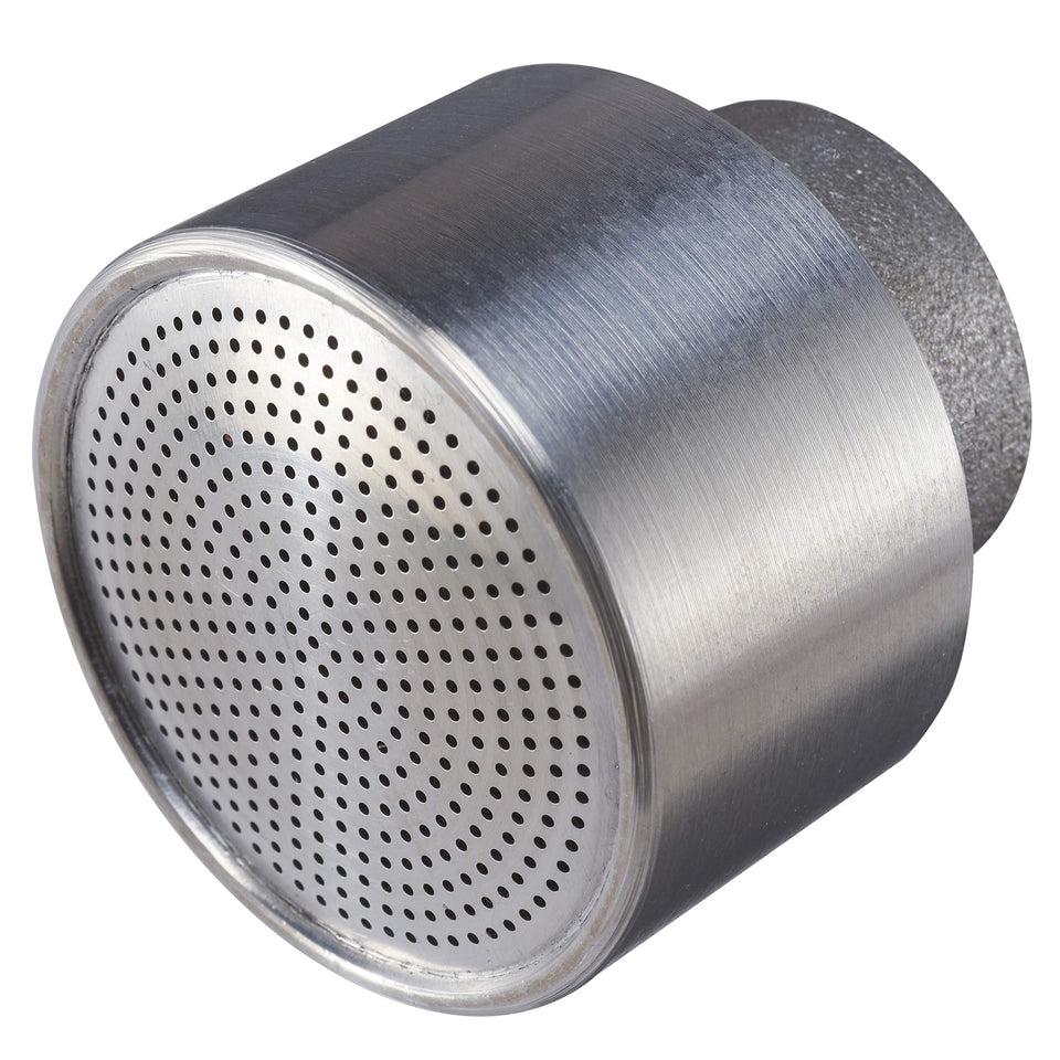 Dramm 400DC nozzle exterior metallic finish for gentle plant watering.