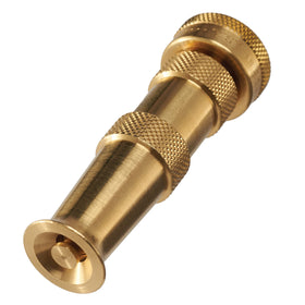 Dramm heavy-duty brass jet nozzle used for powerful patio cleaning.