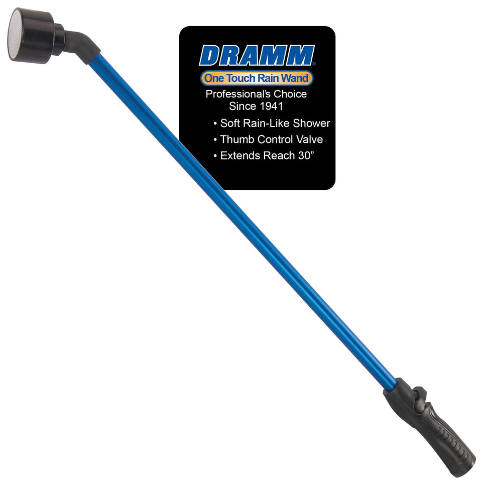 Dramm One Touch Rain Wand rain shower for gentle watering of delicate plants.