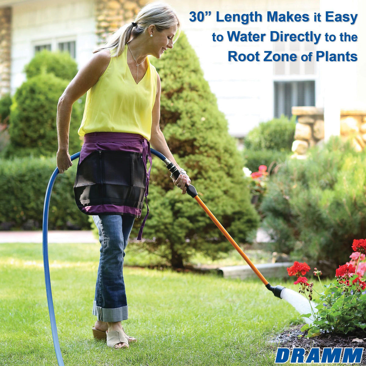 Dramm One Touch Rain Wand thumb-control closeup highlights precise flow