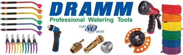 Dramm spray gun in six vibrant colors supports color-coded, efficient garden tasks.