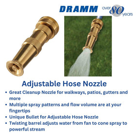 Patio cleaning scene with Dramm nozzle attached to a garden hose.