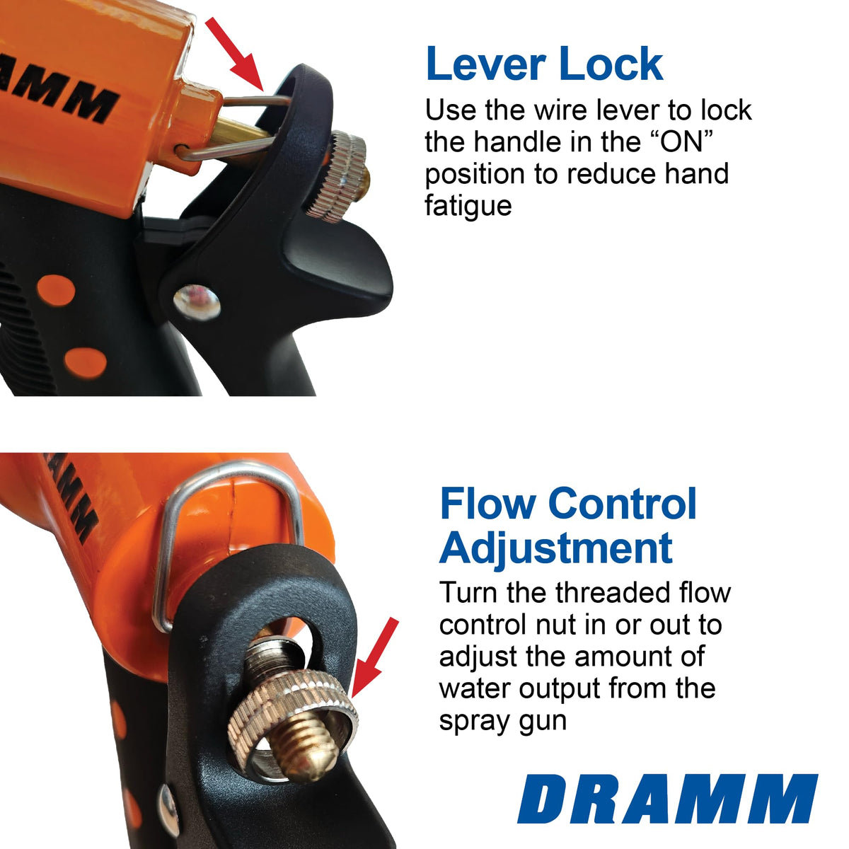 Dramm Revolver nine-pattern dial enables precise watering from mist to jet.