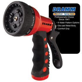 Dramm Revolver nine-patterns nozzle for versatile watering and cleaning.