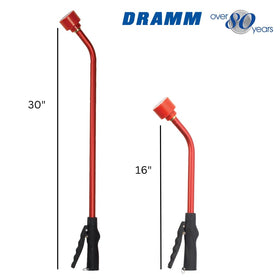 Dramm Touch-N-Flow Rain Wand 16-inch berry enables easy reach across beds.