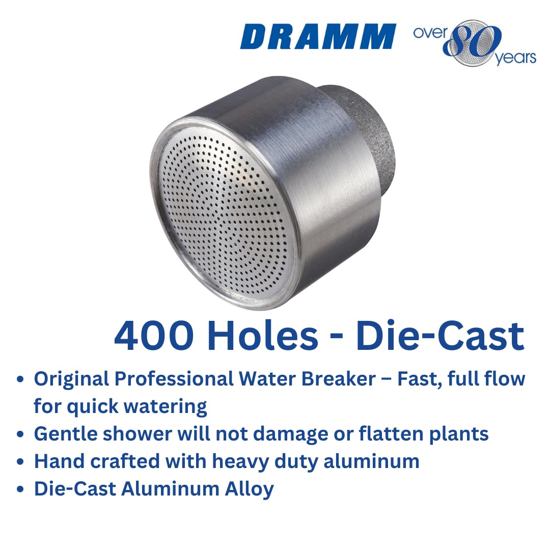 Dramm water breaker nozzle aluminum construction for durable, USA-made reliability.