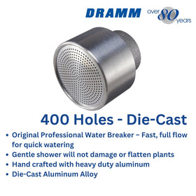 Dramm water breaker nozzle aluminum construction for durable, USA-made reliability.