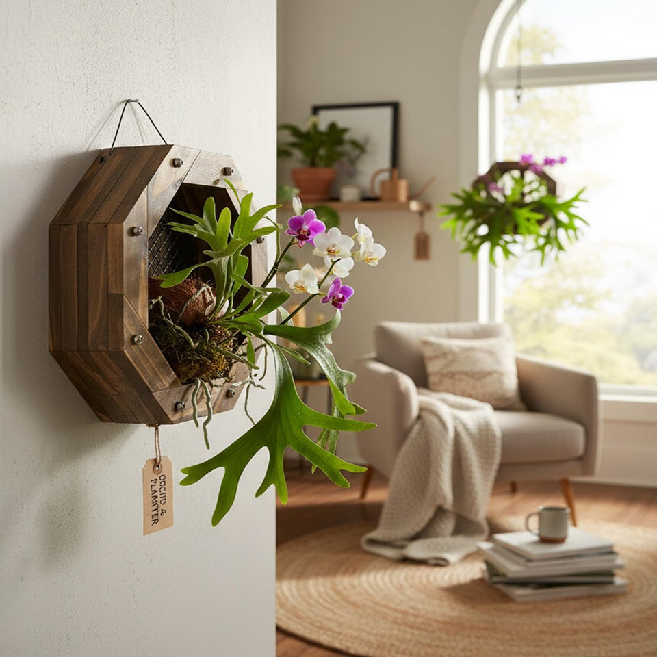 Dranvosk staghorn fern mount wood wall planter showcases natural greenery and easy wall display.