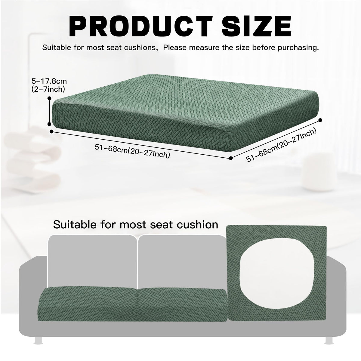 DREAHOTEXTIL stretch cushion slipcover with elastic edges fits standard cushions securely