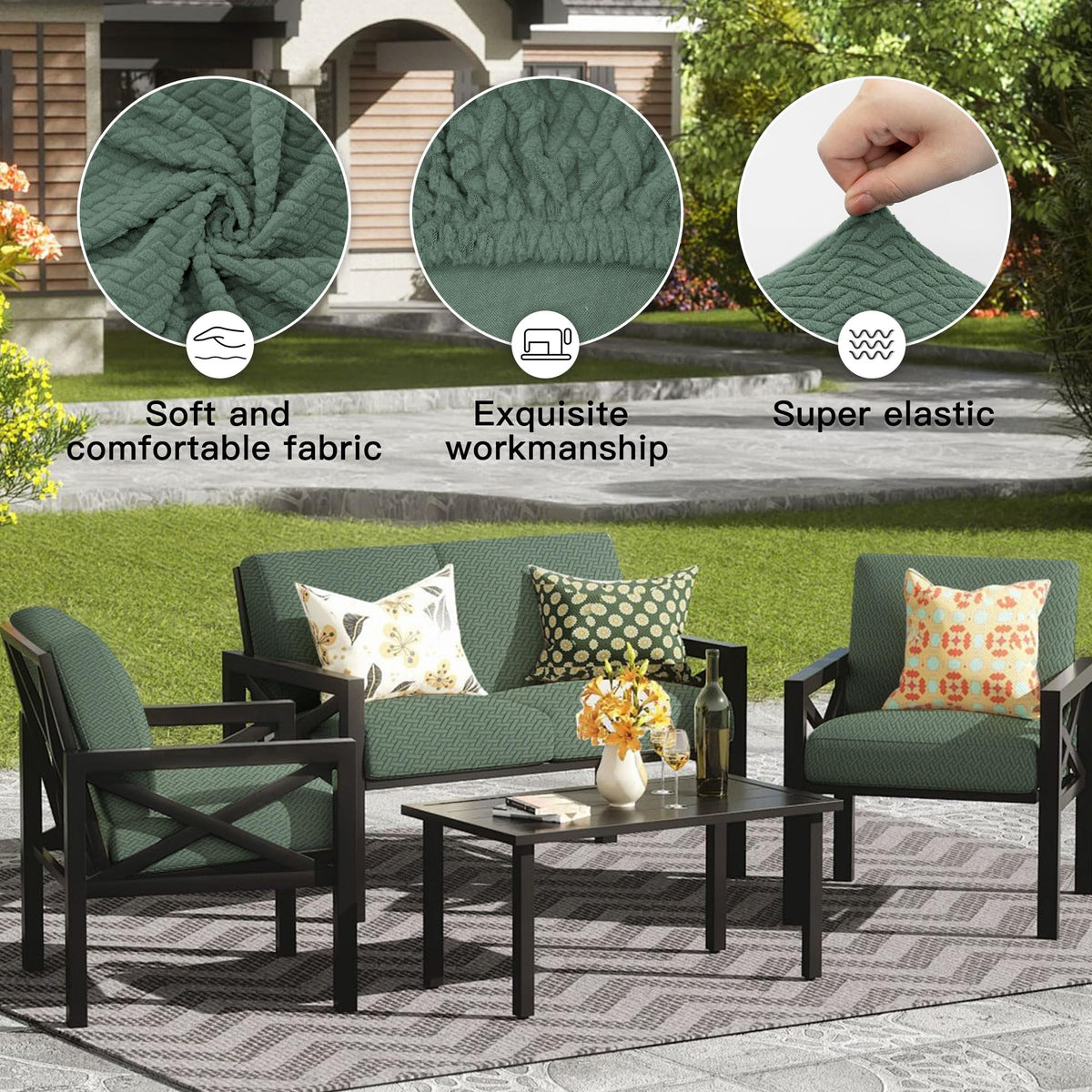 DREAHOTEXTIL water-repellent fabric withstands rain and splashes on outdoor furniture