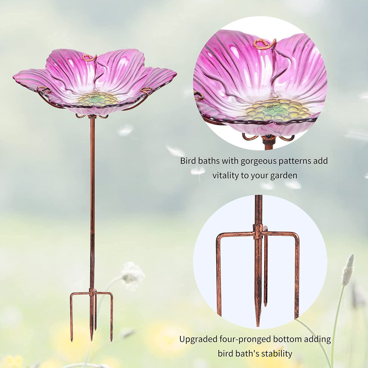 DREAM GARDEN assembly instructions for pink glass birdbath