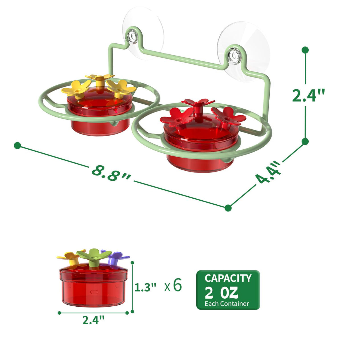 Bright red and yellow flower accents attract hummingbirds to your window