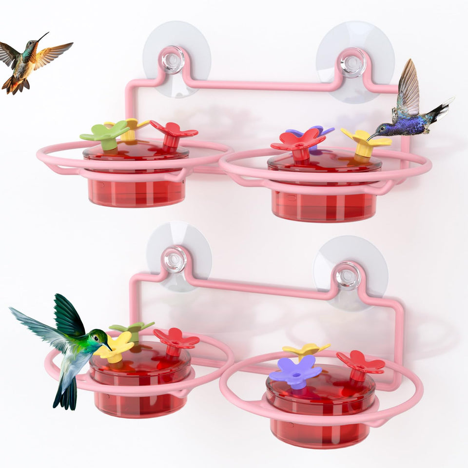 Dreamdrawer pink window hummingbird feeder with metal base for close up viewing