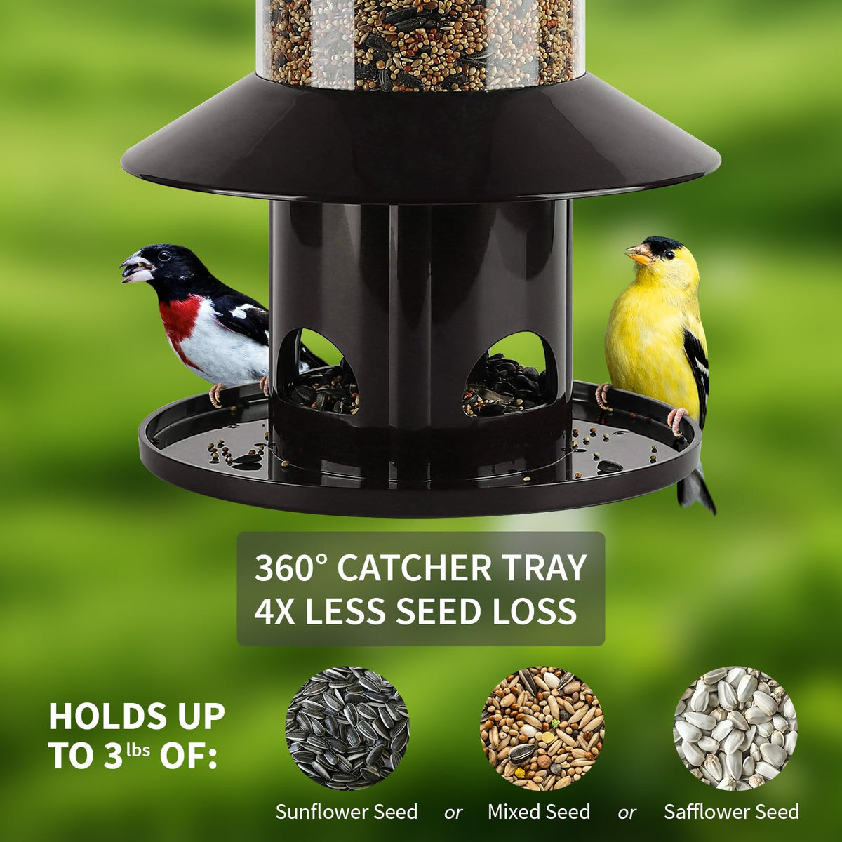 Dreamdrawer Squirrel-Proof Feeder weight sensor stops feeding when squirrels jump.