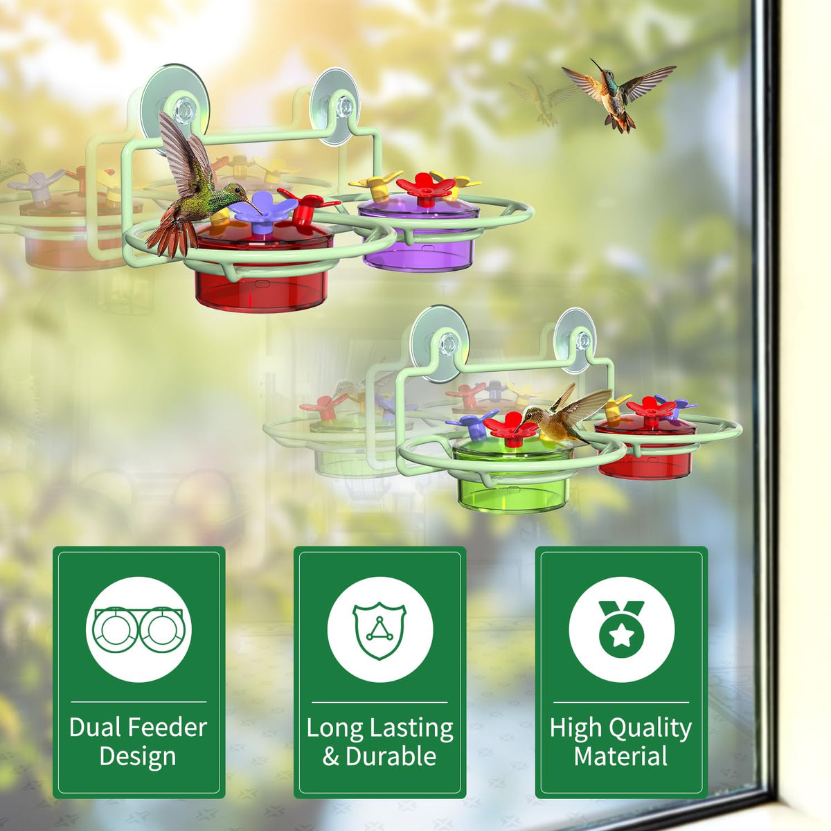 Two-container design provides separate nectar sections for efficient feeding