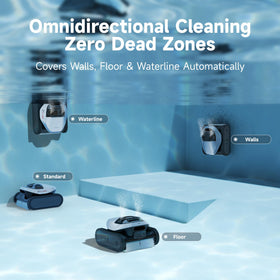 DREAME pool cleaner rear brushing lifts stubborn grime with dual-action cleaning
