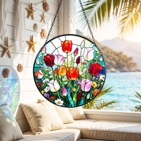 DREAMLOOM window decor scenery creates a mini rainbow with sun.