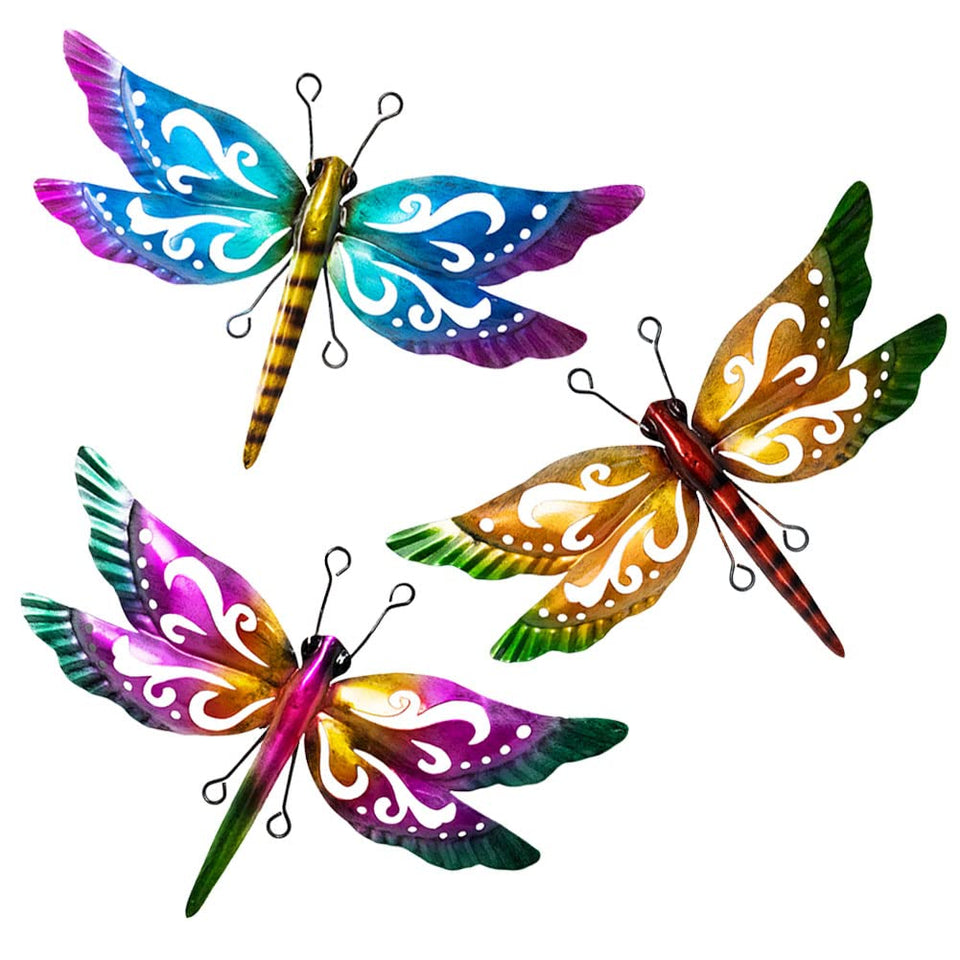 Dreamskip Dragonfly garden decor with gradient colors brightens outdoor spaces.