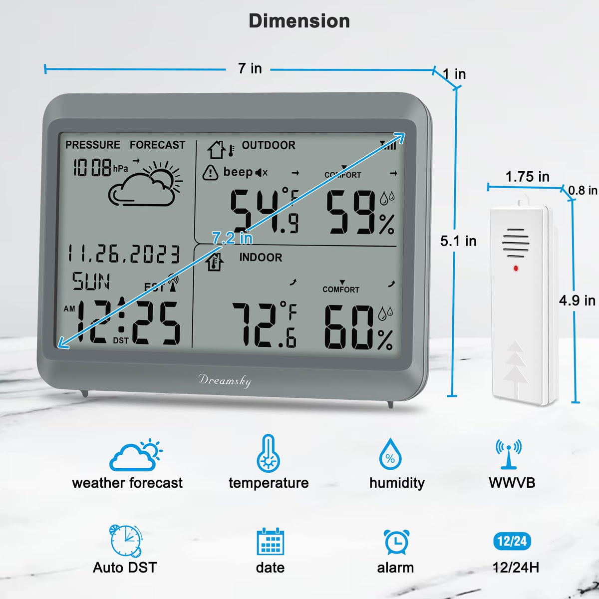 DreamSky alarm modes beep or mute keep you informed without disruption.