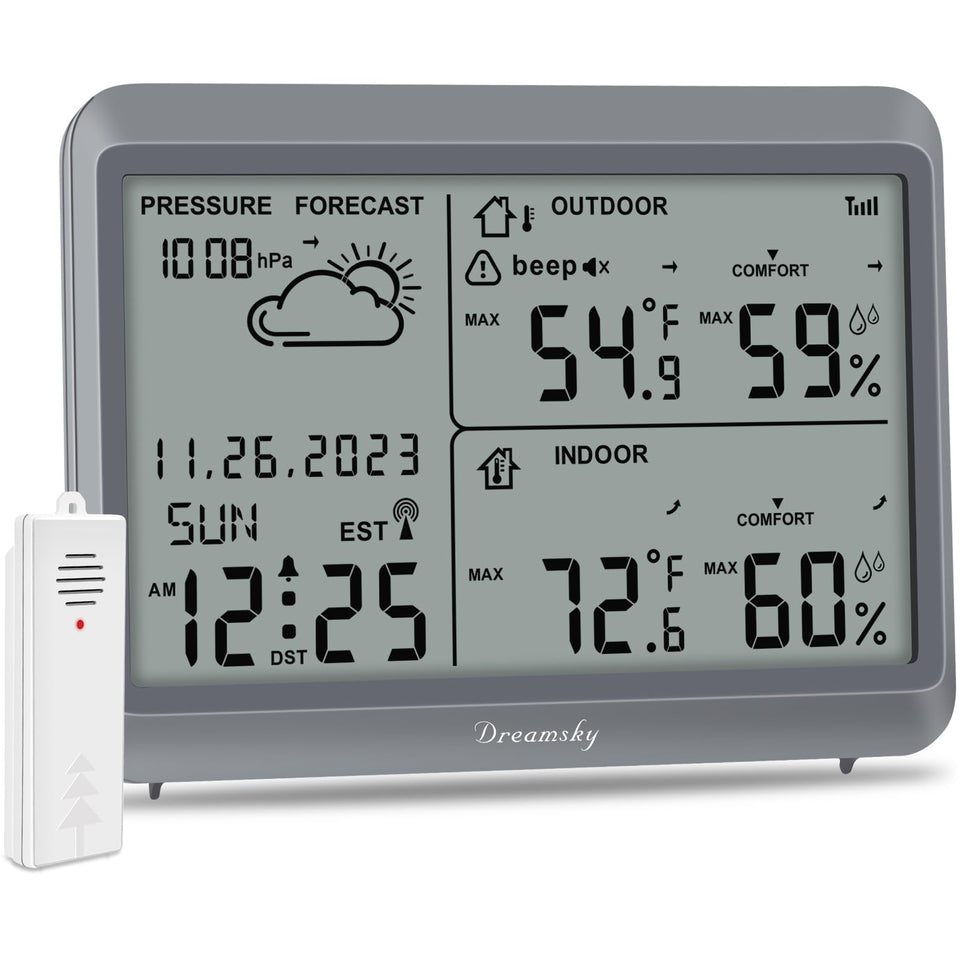 DreamSky Weather Station large display shows indoor and outdoor data at a glance for quick decisions.