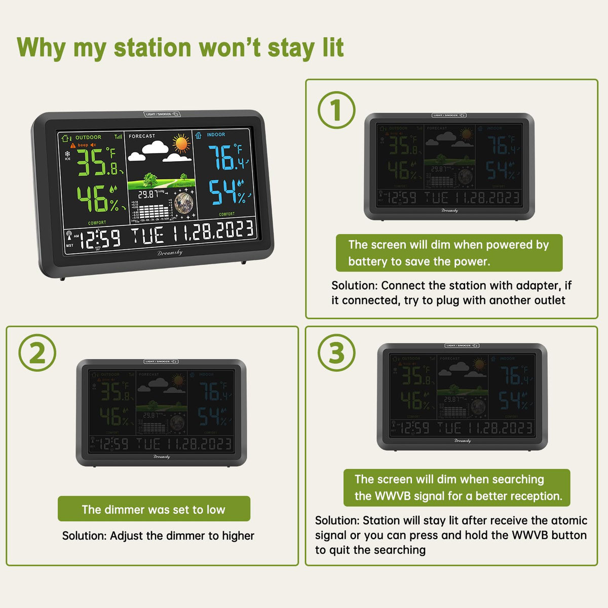DreamSky plug-in power ensures continuous operation.