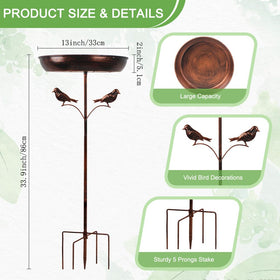 DREAMSOUL 34-inch tall bird bath on a sturdy stake in the yard