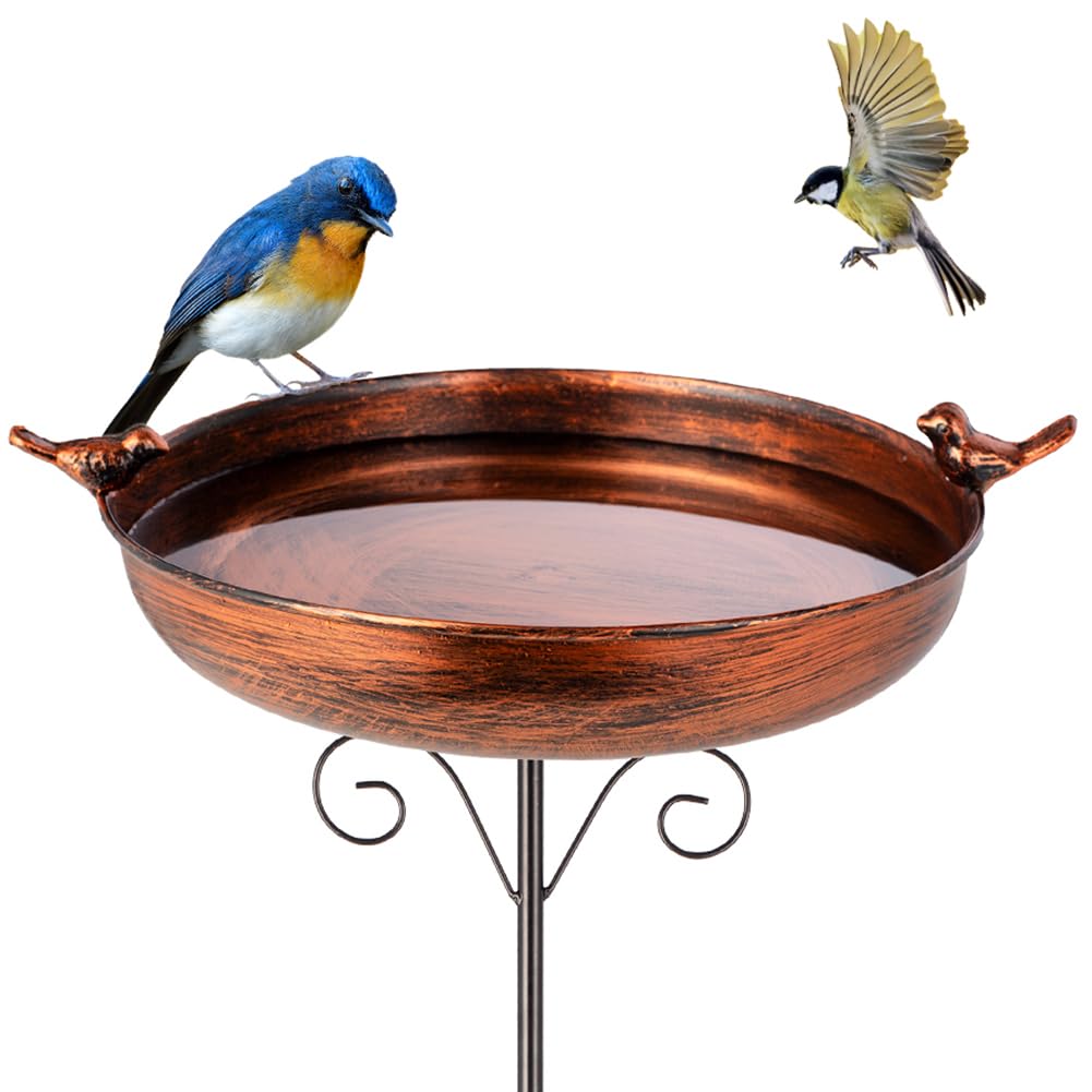 DreamSOUL 38-inch tall bird bath on stake attracts songbirds in the garden