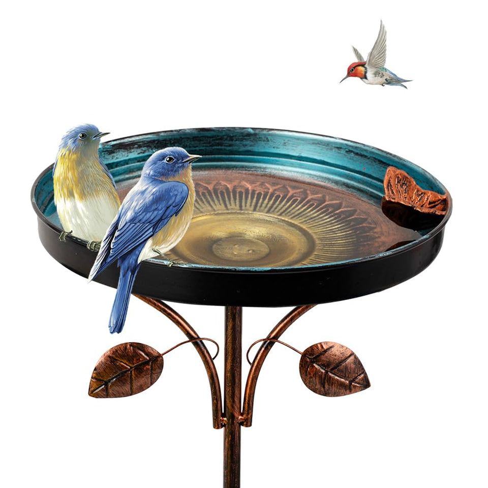 DREAMSOUL 38 inch bird bath with butterfly edge attracts birds to drink and bathe