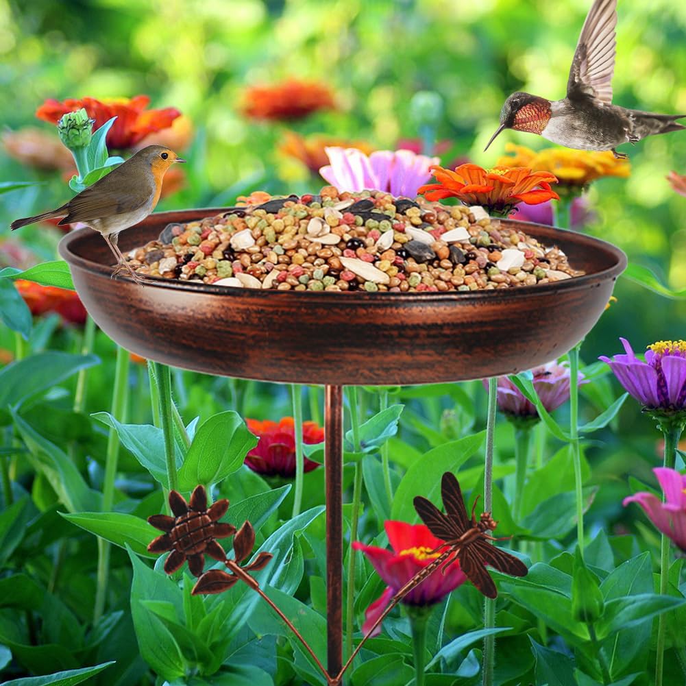 DREAMSOUL durable metal stand anchors the bird bath securely