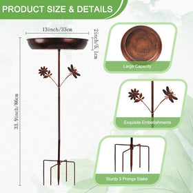 DREAMSOUL birdbath flower and dragonfly decor enhances garden ambiance