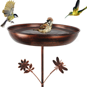 DREAMSOUL Bird Bath Stake with 13-inch bowl raised for outdoor birds to drink and bathe