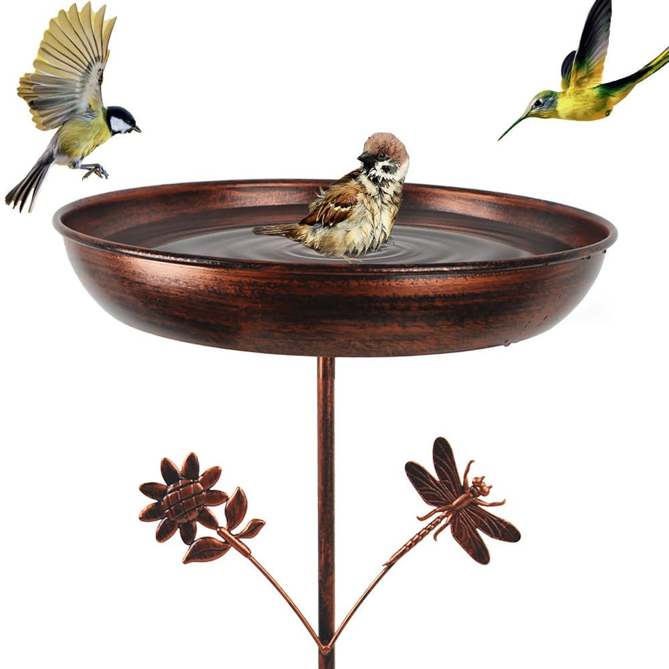 DREAMSOUL Bird Bath Stake with 13-inch bowl raised for outdoor birds to drink and bathe