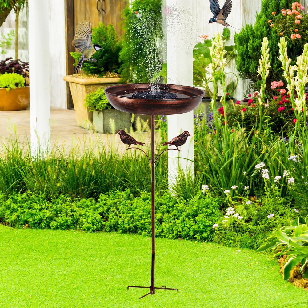 DREAMSOUL copper finish metal bird bath withstands sun and rain