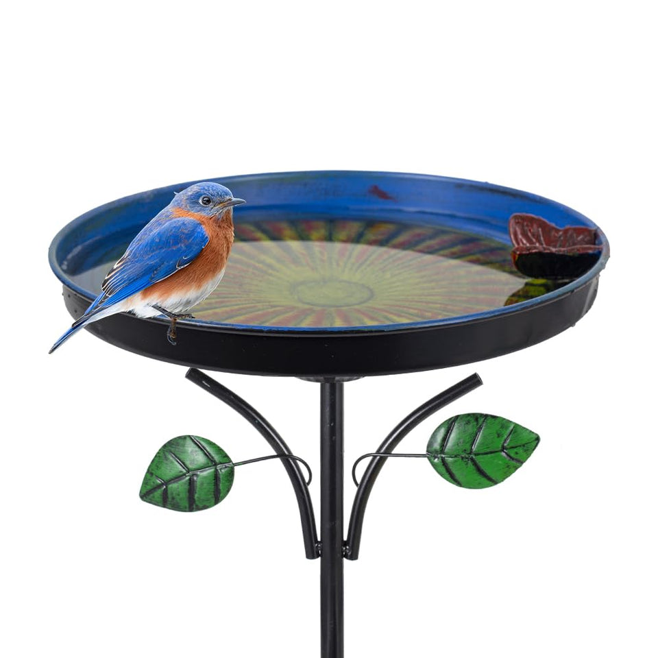 DREAMSOUL vintage bird bath with sun pattern bowl enhances garden decor