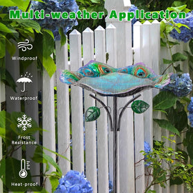 Dreamysoul anti rust coating metal birdbath withstands sun and rain