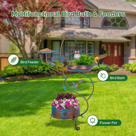 Dreamysoul bird bath feeder planter combo highlights year-round garden attraction.