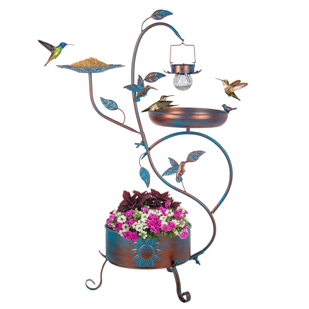 Dreamysoul bird bath outdoor assembly shows a versatile all-in-one station for birds.