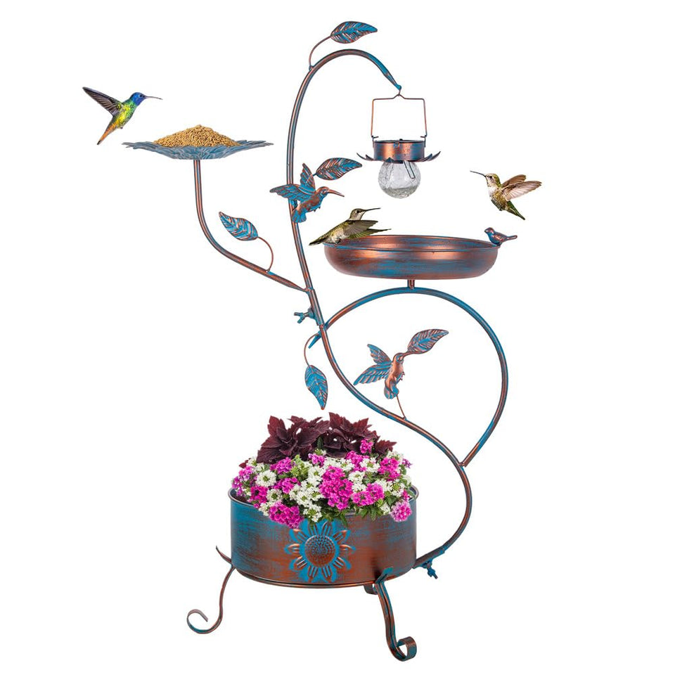 Dreamysoul bird bath outdoor assembly shows a versatile all-in-one station for birds.