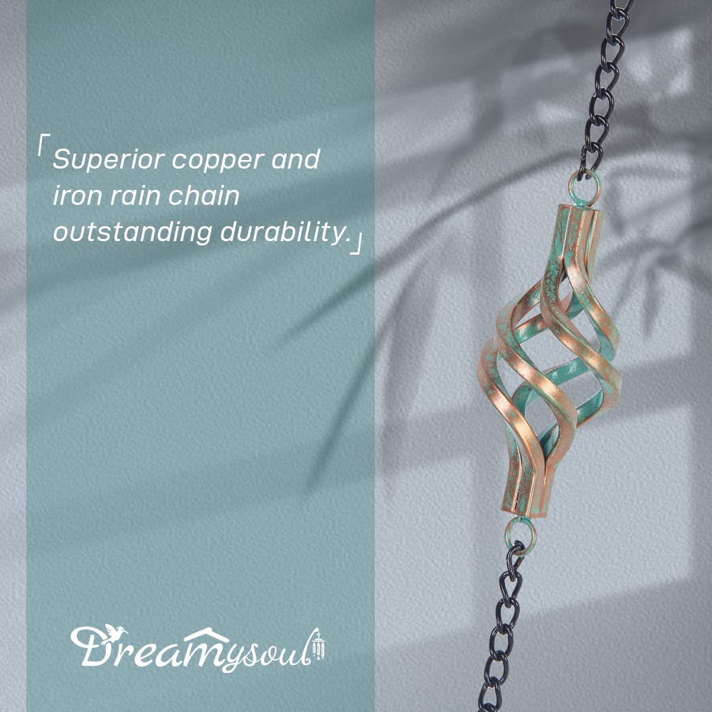 dreamysoul bronze rain chain with S-hook enables quick outdoor installation